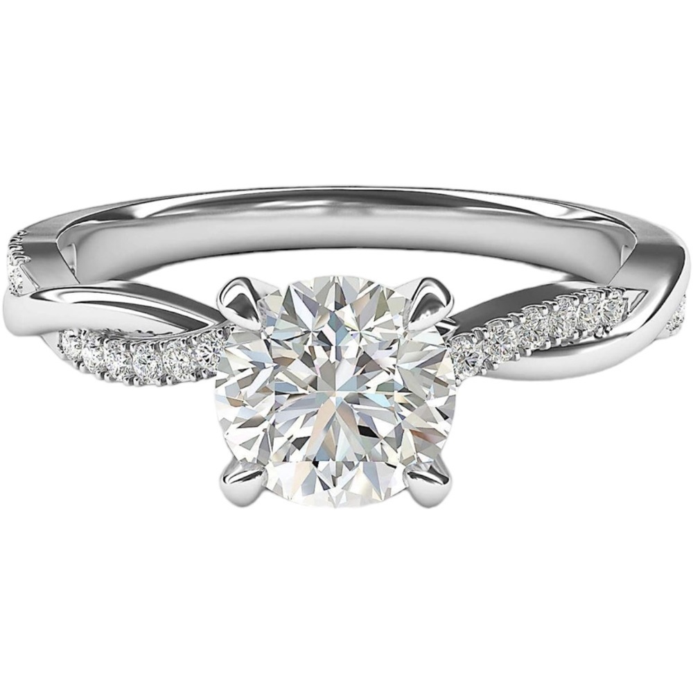Sterling Silver Twisted Vine Simulated 1.0 CT Diamond Ring